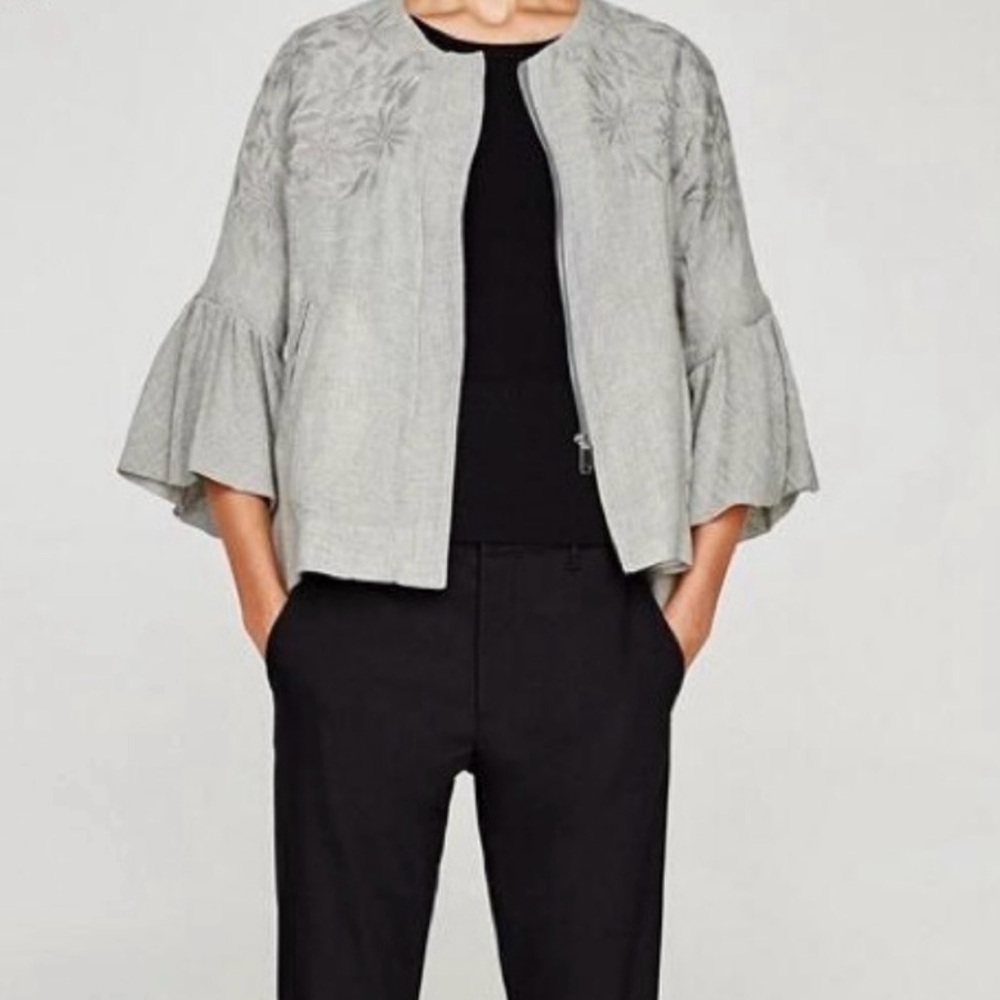 ZARA BASIC | Embroidered Wool Blend Jacket